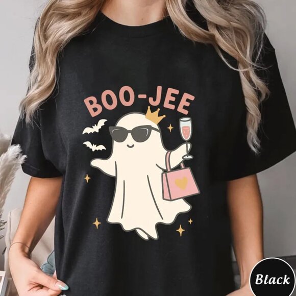 Tops - Funny Boujee Ghost Shirt, Boo Jee Halloween T-Shirt, Cute Spooky Ghost Tee
